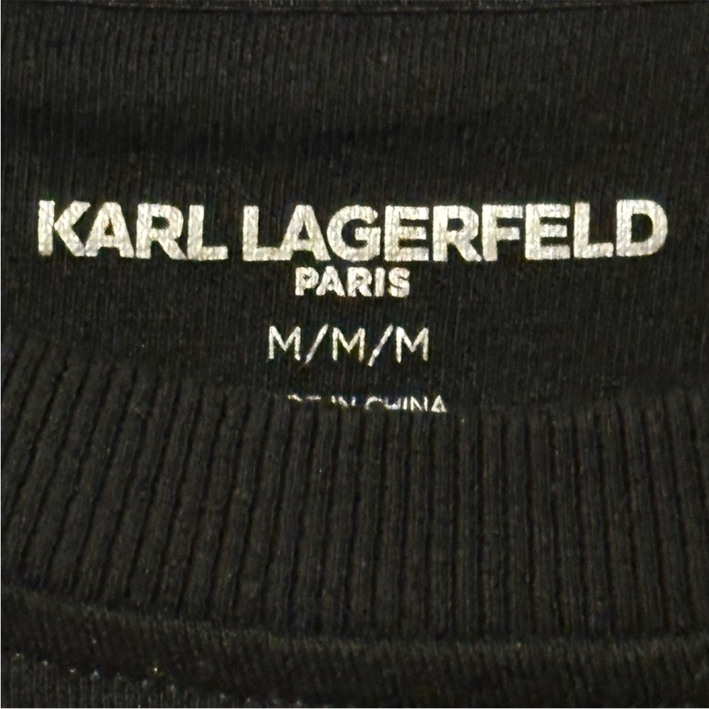 Karl Lagerfeld Black Crystal Studded Eiffel Tower Sweatshirt Silver Logo M - Picture 4 of 9